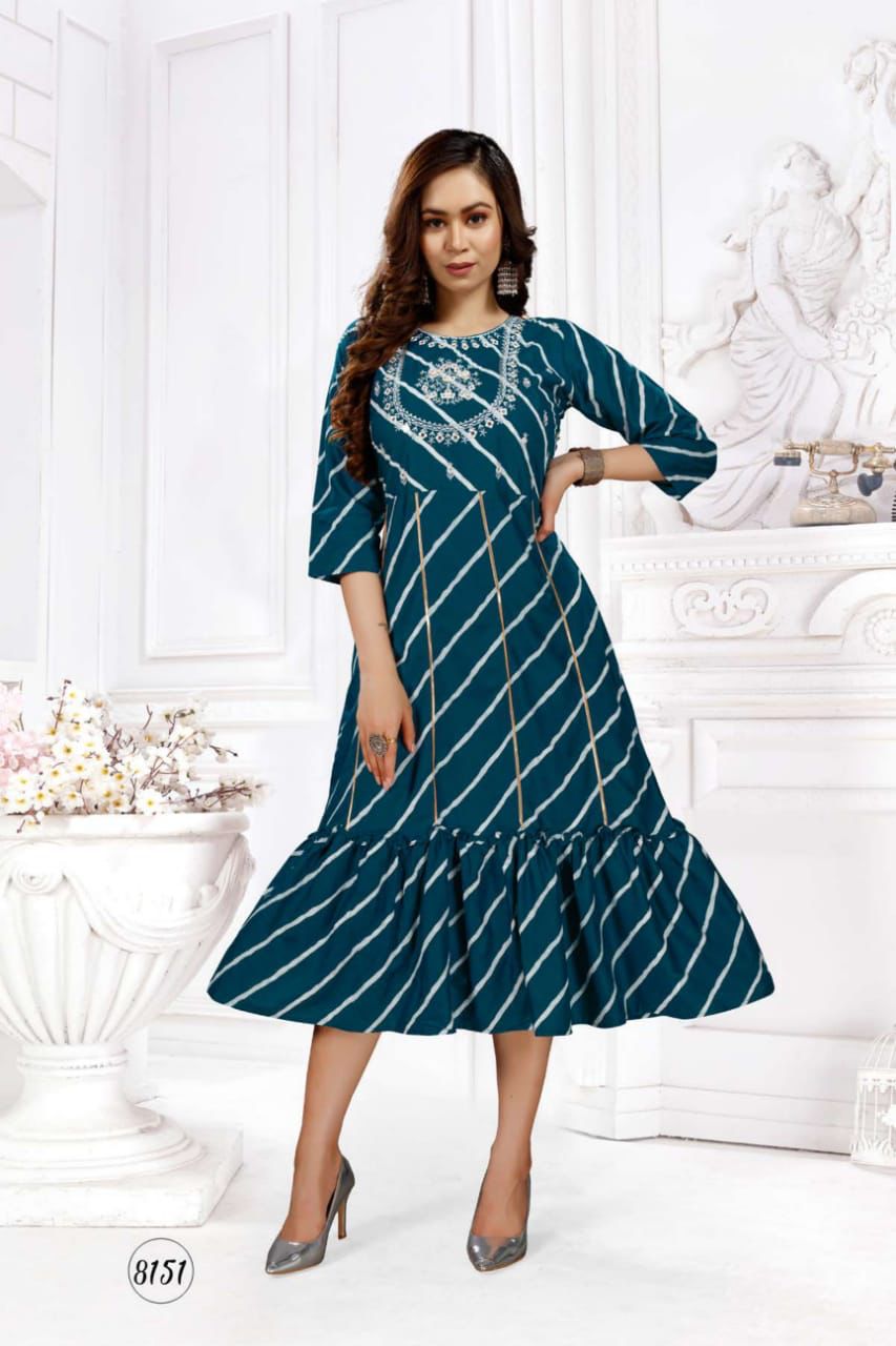 Kasturi 8151 Designer Fancy Festive Wear Heavy Rayon Anarkali  Kurti Collection